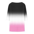 thumbnail image 5 of CHGBMOK Womens 3/4 Sleeve Blouses Color Block Crew Neck T Shirts Casual Pleated Tops Curved Hem Going Out Outfit, 5 of 6