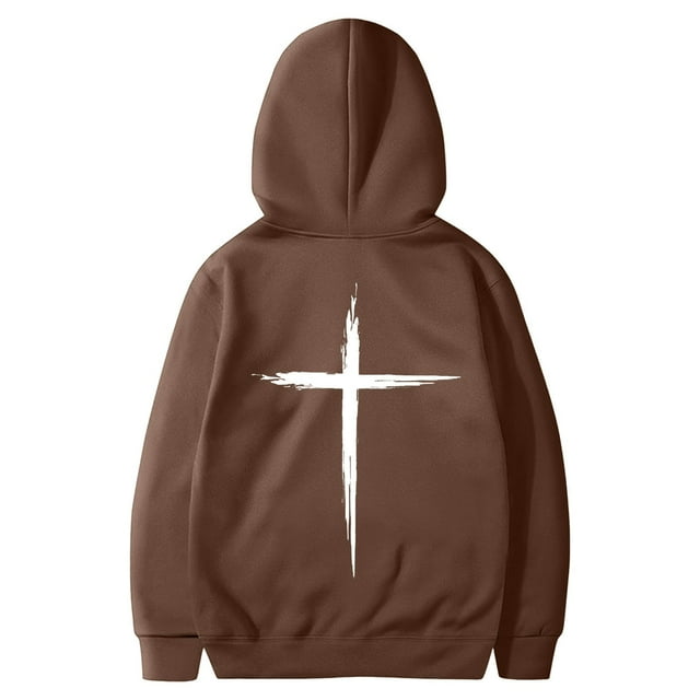 VBARHMQRT Chandail à Capuche à Manches Longues pour Homme, Couleur Unie, Imprimé au Dos