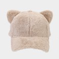 thumbnail image 1 of Gorra de béisbol de felpa con orejas de gato y tablero de luz de dibujos animados lindo de otoño e invierno, gorra con visera de tablero de luz de estilo universitario para mujer, 1 of 6