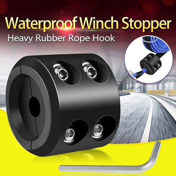 BLACK Winch Cable Hook Stopper Rope Rubber Line Saver Winch Bump Stop