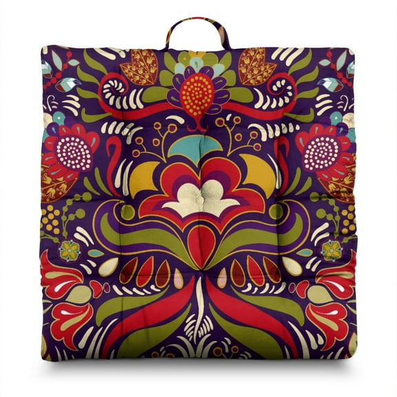 Paisley Meditation Cushion, Boho Meditation Mat, Meditation Pillows for Sitting on Floor, Cushions for Sitting in Home and Outdoor, Square Floor Pillows Cushion Seating for Yoga 22 x 22