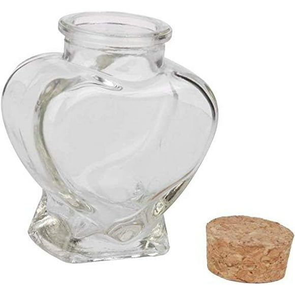 Mini Heart Shaped Glass/Glass Favor Jars with Cork Lids,Wish Bottle