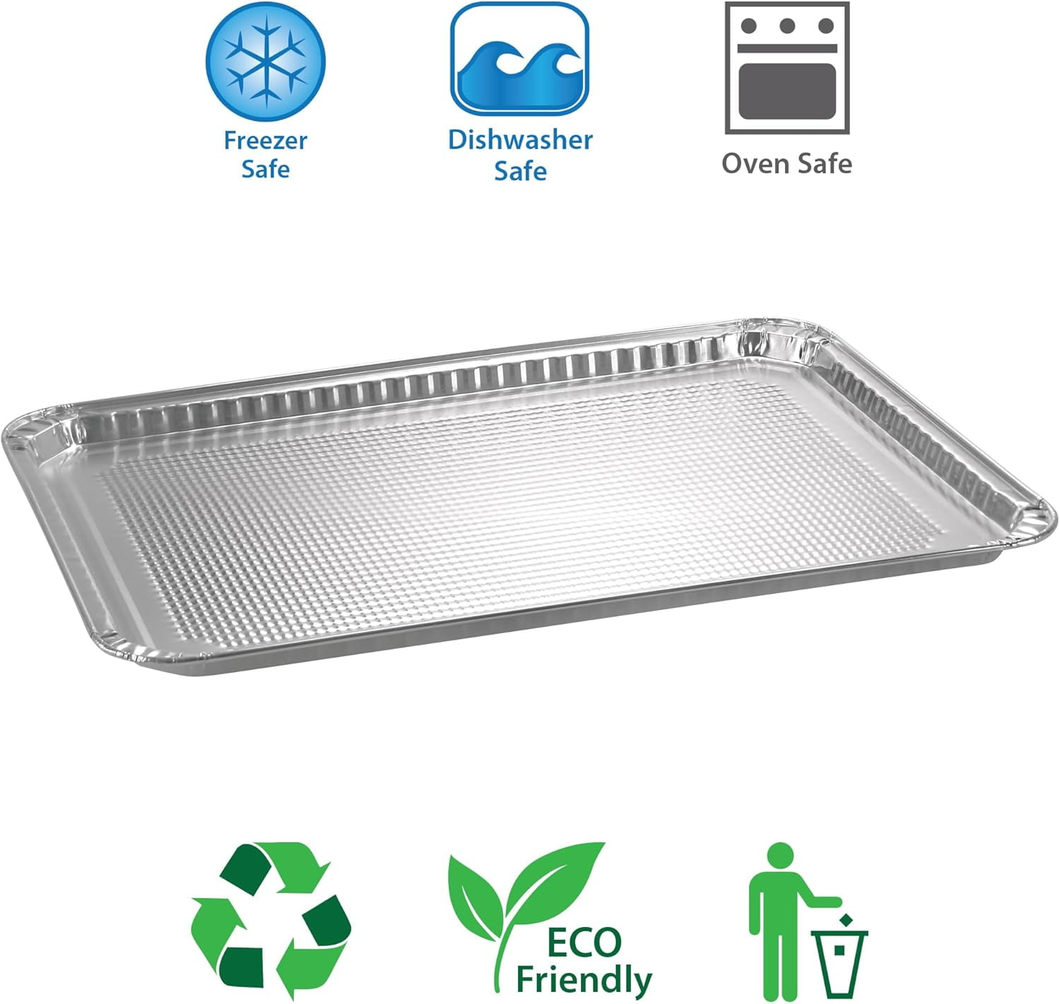 Aluminum Pans Half Size Cookie Sheet 15 Count Durable Nonstick Baking Sheets 17.75" x 12.75" - Sheet Pan, Baking Tray, Cookie Sheets, Foil pans, Foil trays, Sheet Baking Pans