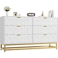 thumbnail image 3 of EastVita 53.5 inch Wide Modern 6 Drawer Dresser Wide Chest with Gold Metal Legs and Handles Wood Storage Organizer for Bedroom Living Room Hallway White, 3 of 8