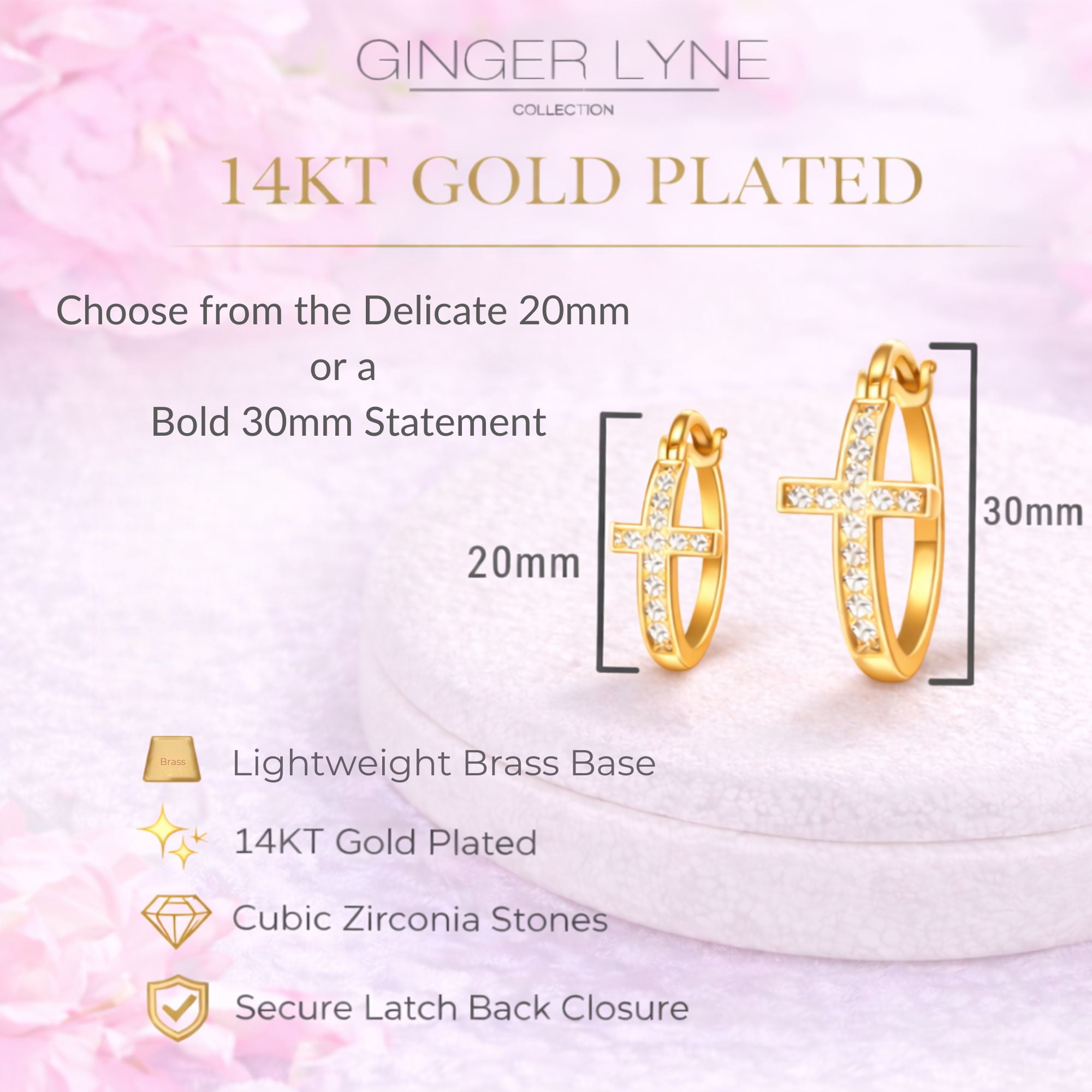 Cross Hoop Earrings for Women Cubic Zirconia Ginger Lyne Collection