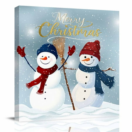 Canvas Print Wall Art Oil Paintings Merry Christmas Words Picture Prints Artwork for Living Room Kitchen Bathroom Bedroom