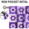 thumbnail image 5 of Lilac Checkered Pattern Rod Pocket Blackout Curtains, Cartoon Cute Floral Girly Window Drapes for Living Room Bedroom, Thermal Insulated Breathable Curtains for Kitchen Dining Room-W52xL84in, 5 of 6
