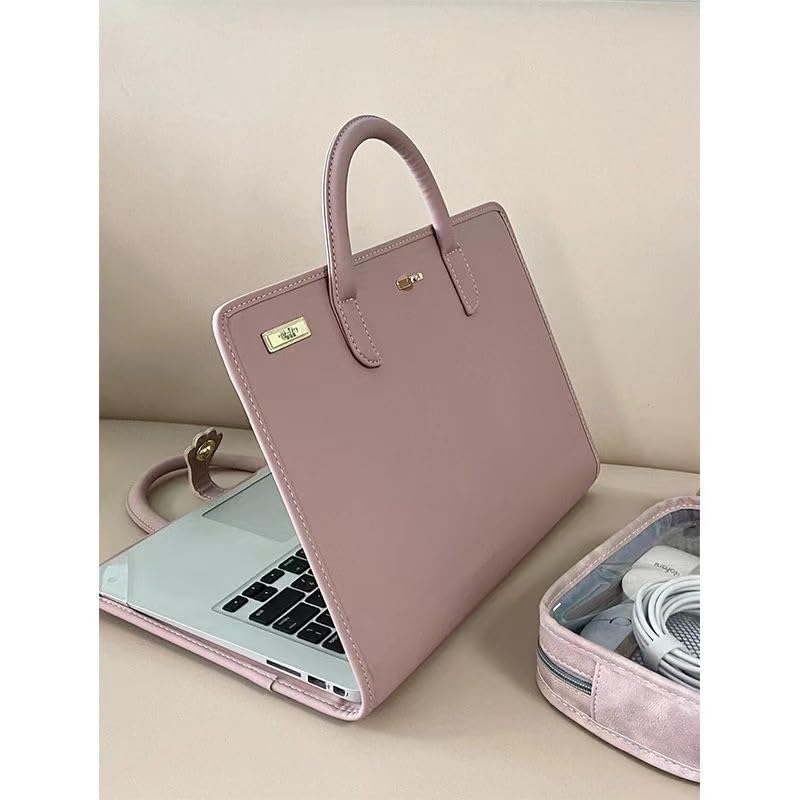 Stylish Laptop Case Rose Pink Portable Handbag For 15.6-16 Inch Laptops High Safety Against Damage&Dust