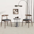 thumbnail image 2 of GZXS Solid Wood Accent Side Chairs Set of 2, Retro Dining Chairs with Curved Ergonomic Backrest and Comfy Fabric Seat, 300lb Load, for Kitchen, Dining Area, and Small Gatherings (Walnut+Charcoal), 2 of 10