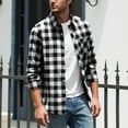 thumbnail image 5 of LWITHSZG Jackets for Men Boys Trendy Long Sleeve Button Down Plaid Shacket Dad and Son Matching Shirts Spring Fall Lightweight Going Out Tops Size Dad:XXXL, 5 of 10
