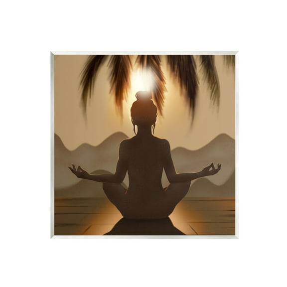 Stupell Industries Tranquil Meditation Sunlit Woman Silhouette Mountain Scenery Photograph Unframed Art Print Wall Art, Design by Ziwei Li