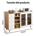 thumbnail image 2 of Zocalo Mueble Organizador Multiusos para Cocina, Sala, Comedor u Oficina - Gabinete con 4 Cajones y 2 Puertas, 120x35x90 cm, Blanco, 2 of 8