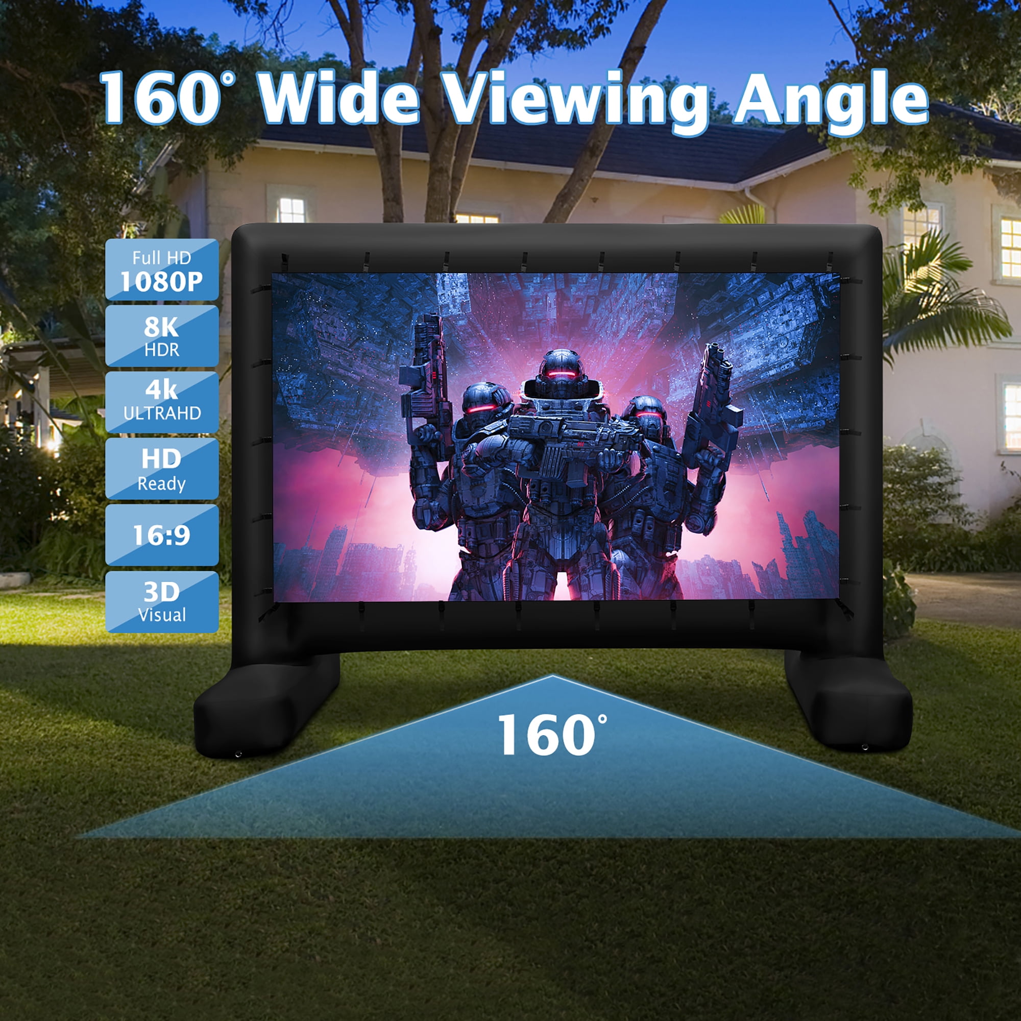 Gymax 16 Ft Inflatable Movie Screen Outdoor Projector Screen w/ Air Blower Carry Bag