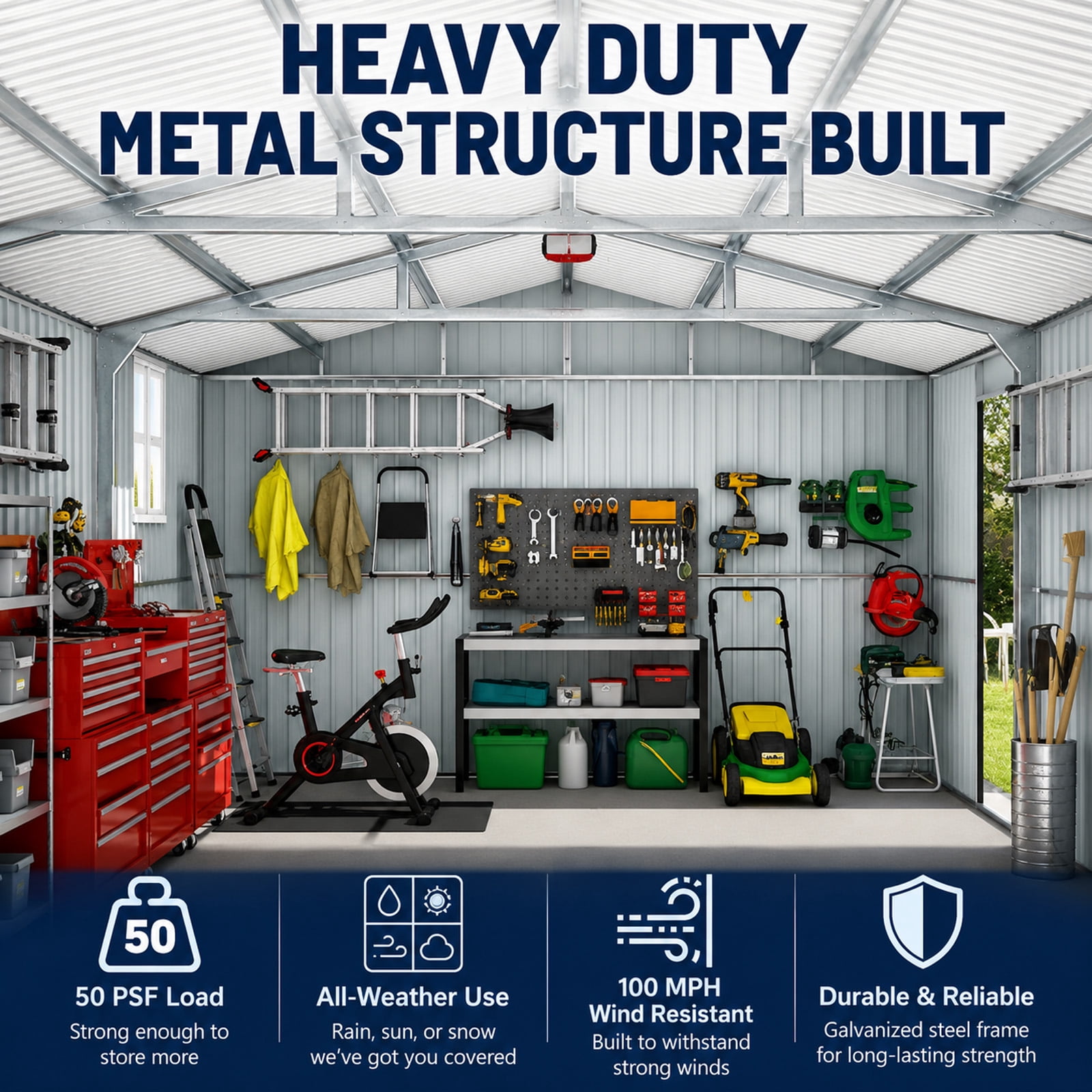 Zolyndo Metal Garage Shed 13x20 FT, Sheds & Outdoor Storage Clearance, Outdoor Storage Shed for Car, Truck, Bike, Lawnmower, Backyard Tool House, Boasting 2 Windows and 2 Translucent Panels