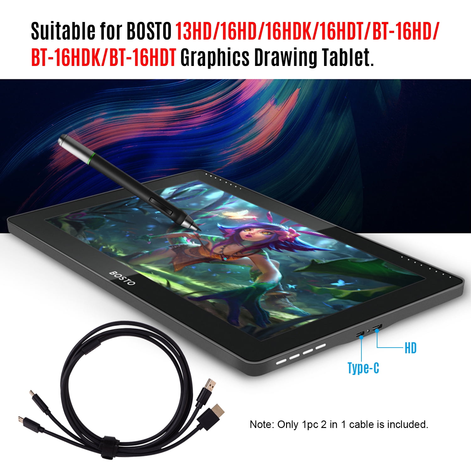 BOSTO Digital Pen 8192 Levels Pressure Battery-Free Stylus Pen