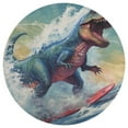 thumbnail image 3 of Surfing Dinosaurs Round Rugs -Washable Non-Slip Small Round Area Rug Throw Soft Circle Rugs for Bedroom, Modern Print Indoor Carpet for Entryway Sofa Living Room, 3 of 7