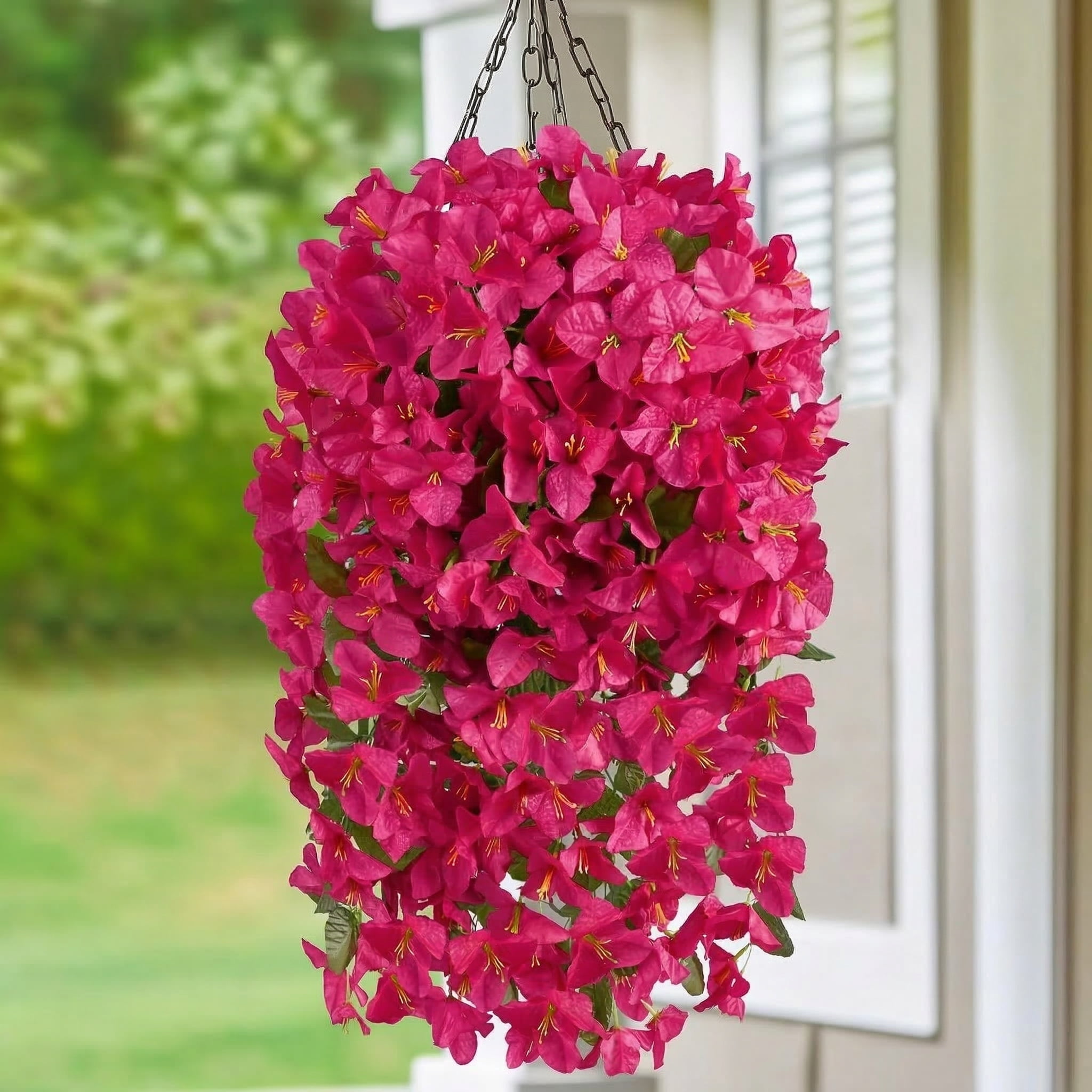 Waipfaru Artificial Bougainvillea Flowers Plants for Outdoors Decoration,4 Pcs UV Resistant Hanging Flowers for Front Door Porch Planter Urn Patio Garden Decor