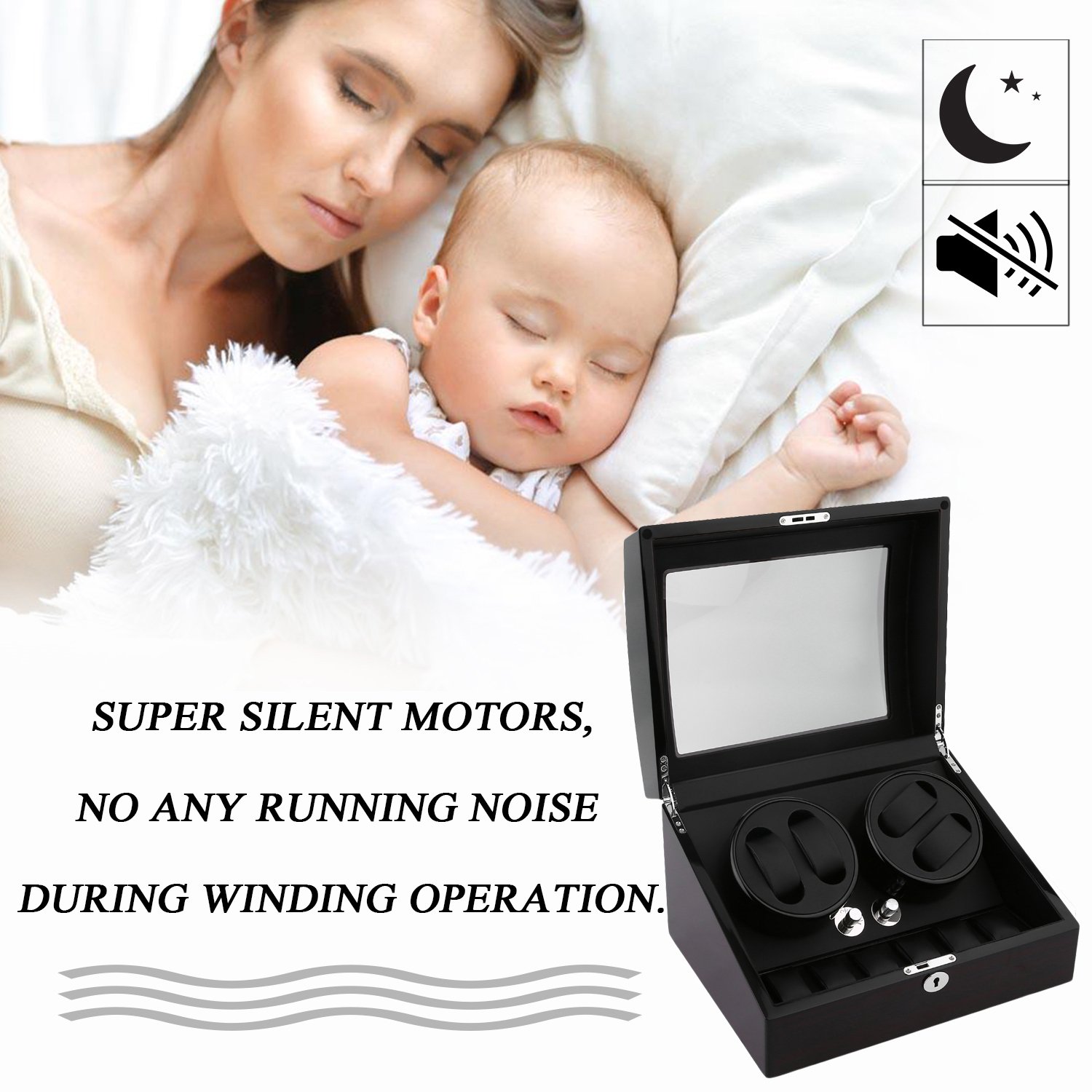 CNMODLE Quiet Automatic Rotation 4+6 Watch Winder Case Display Box Luxury Storage Holder Organizer Case Perfect Gift