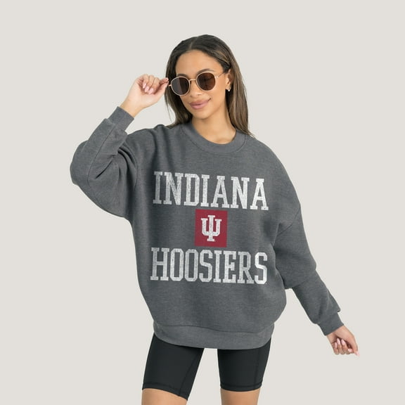 Women's Gameday Couture Charcoal Indiana Hoosiers Premium Fleece Pullover Sweatshirt