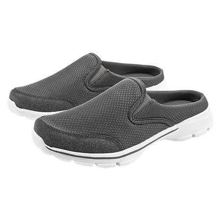 

Couple Casual Solid Colour Wrapped Toe Flyweave Mesh Breathable Half Flip Flops Large Size Casual Shoes