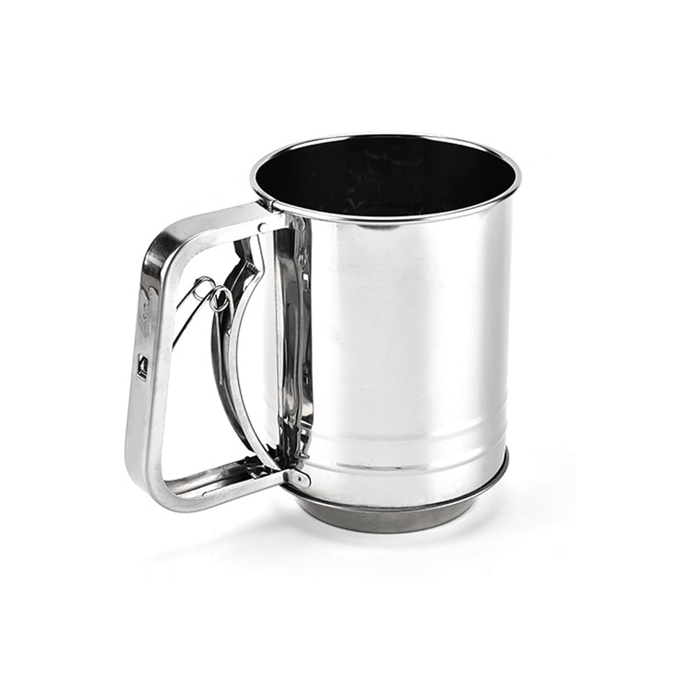 Stainless Steel Mesh Flour Sifter Mechanical Baking Icing Sugar Shaker