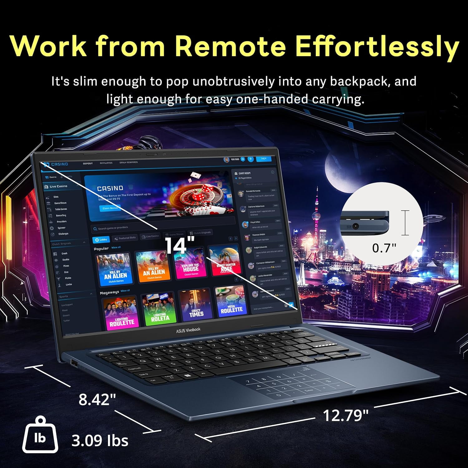 ASUS Vivobook 14" FHD Business Laptop, Intel Core 5 120U, 40GB DDR4 RAM, 2TB Storage (1TB SSD + 1TB Docking Station Set), Intel Graphics, Numeric Pad, Windows 11 Home, Quiet Blue