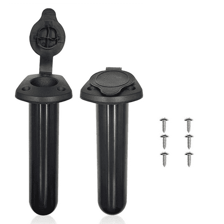XZKING Kayak Deck Plastic Flush Mount Fishing Boat Rod Holders with Cap Cover 2-Pack