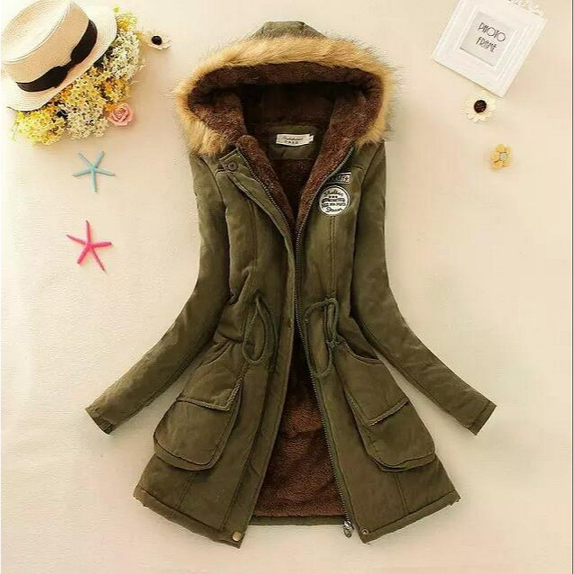 Long Elegant Winter Jacket Hooded Coat Ladies Hoodie Warm Coat Flat less Ladies Coat Long Winter Parka Plush Lined XXL Walmart