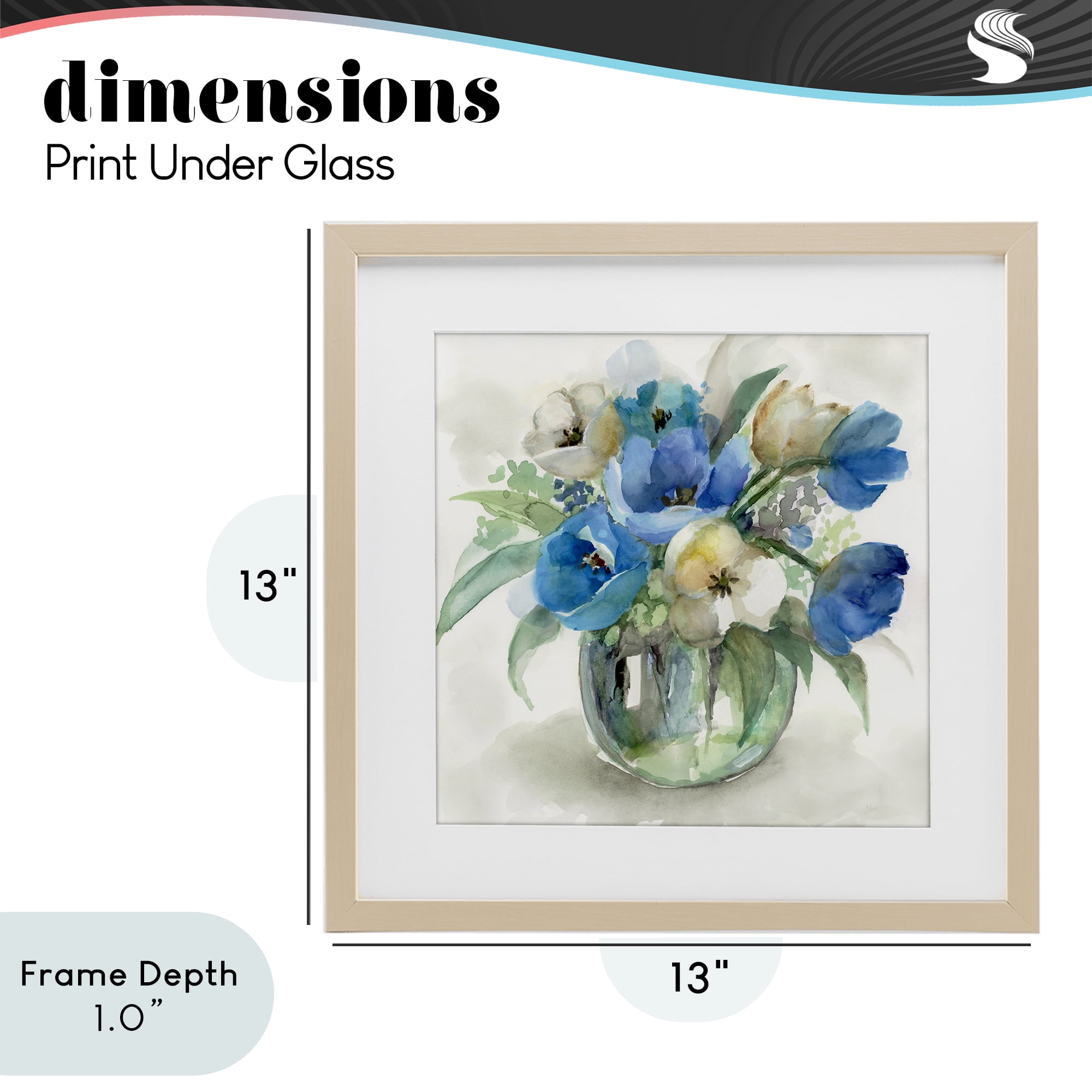 Stupell Industries Blue Tulip Watercolor Bouquet Birch Framed Print Under Glass, design by Nan