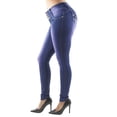thumbnail image 4 of Fashion2Love Women's Juniors Colombian Design Butt Lift Push Up Mid Waist Skinny Jeans, 4 of 9