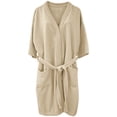 thumbnail image 1 of Bata De Baño Rasurada 100% Algodón Absorbente, Extra Suave con Bolsillos Laterales y Cinturón - Unisex y Unitalla-Beige, 1 of 1