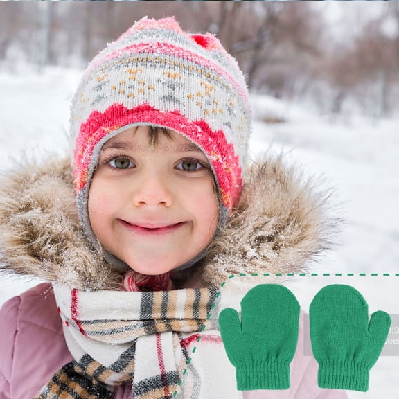 CRILSTYLEO 12Pairs Kid's Knitted Acrylic Gloves Winter Warm Mittens Lightweight Assorted Color