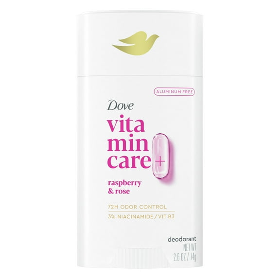 Dove VitaminCare  Aluminum Free Deodorant Stick for Women Raspberry & Rose, 2.6 oz