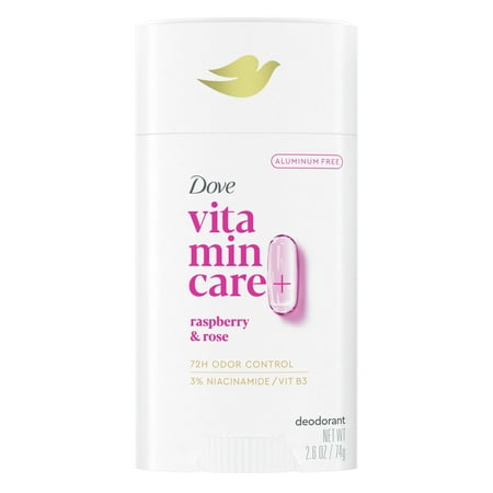 Dove VitaminCare+ Aluminum Free Deodorant Stick for Women Raspberry & Rose  2.6 oz