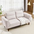 thumbnail image 4 of Aukfa 82" Chaise Futon Convertible Sofa Bed for Home Office, Swivel Arm, 2 Pillows, Boucle, Pink, 4 of 11