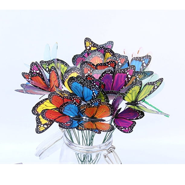 Estacas de mariposa, 48 piezas de 11,5 pulgadas, adornos de mariposa para jardín, decoraciones de mariposas impermeables para patio interior/exterior, maceta para patio, parterre de flores,