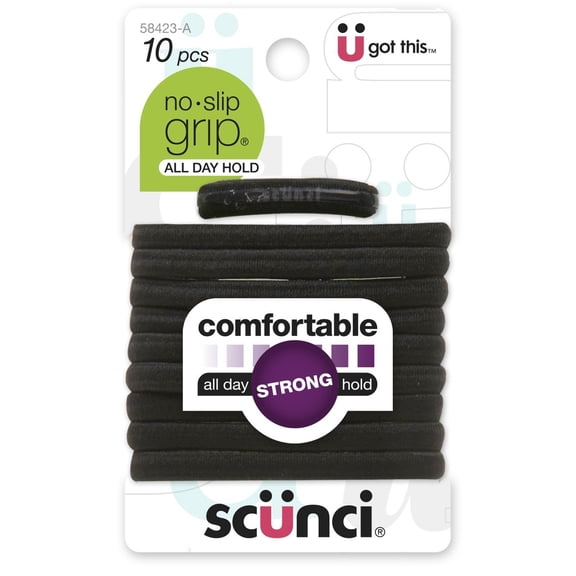 1 Pack - Scunci No Slip Elastic Hair Bands, Black 10 ea