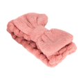 thumbnail image 2 of Headband and Wrist Band Bowknot Style Elastic Solid Color Washing Face Makeup Fuzzy Head Wrap Set For Women, 2 of 3