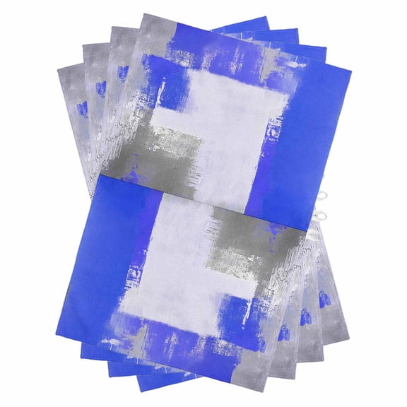 Blue Purple Grey Kitchen Towels Set of 4, Water Absorbent Dish Towel, Contemporary Abstract Geometric Oil Painted Decorative Hand Towels - Quick Drying Cloth for Cooking Baking, 18x28 Inch