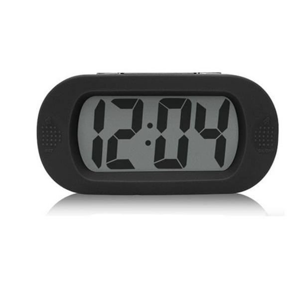 Xingzhi LED Alarm Clock with Snooze Night Light Table Bedside Alarms Silicone Shell LCD Screen Bell Home Travel Office Dorm Black