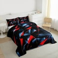 thumbnail image 3 of Homewish Modern Abstract Geometric Queen Comforter Set,3D Stereoscopic Square Bedding Sets,Red Black Bedding Comforter Set For Girls Boys,Super Cozy Room Decor Reversible,3-Piece, 3 of 8
