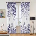 thumbnail image 2 of Purple Eucalyptus Leaves Kitchen Curtains Window Panels, Spring Summer Botanical Insulated Window Treatment Curtain, Grommet Curtains for Bedroom/Living Room/Bathroom, 2 Piece 42"Wx84"L, 2 of 8