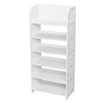 thumbnail image 2 of IVV 6-Tier White Hollow Carved Shoe Rack - Wood-Plastic Board Shoe Storage Organizer Cabinet - Freestanding Space Saving Boots Display Holder - Narrow Entryway and Outdoor Shoe Rack Tower, 2 of 9