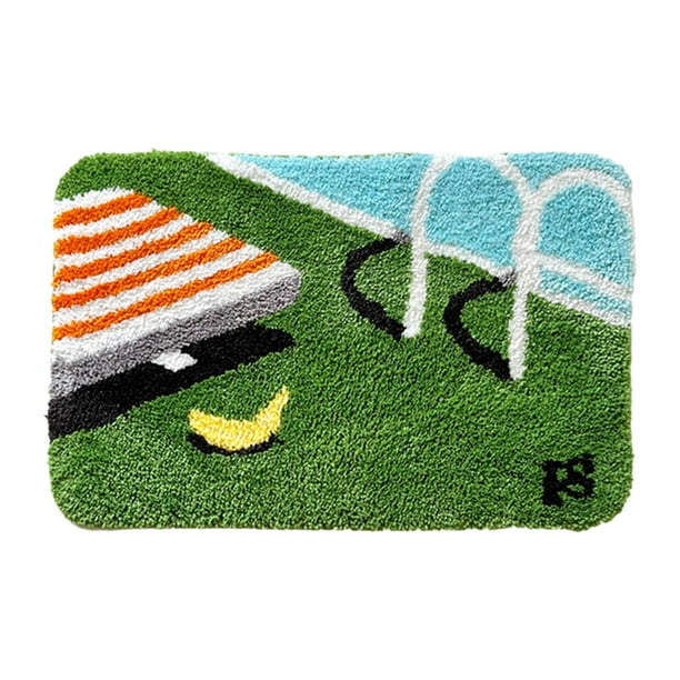Alfombra de baño antideslizante y cómoda, felpudo flocado, almohadilla para los pies, felpudos para la puerta del dormitorio Verde