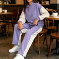 thumbnail image 3 of StSilkitty Kids 2 Piece Outfits Set Color Block Long Sleeve Hooded Sweatshirt and Jogger Sweatpants Sweatsuit Sets, 3 of 8