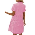 thumbnail image 5 of LookbookStore Women's Short Sleeve Denim Jean Dresses Button Down Tunic Above Knee Length Dress Aurora Pink Size XL, 5 of 5