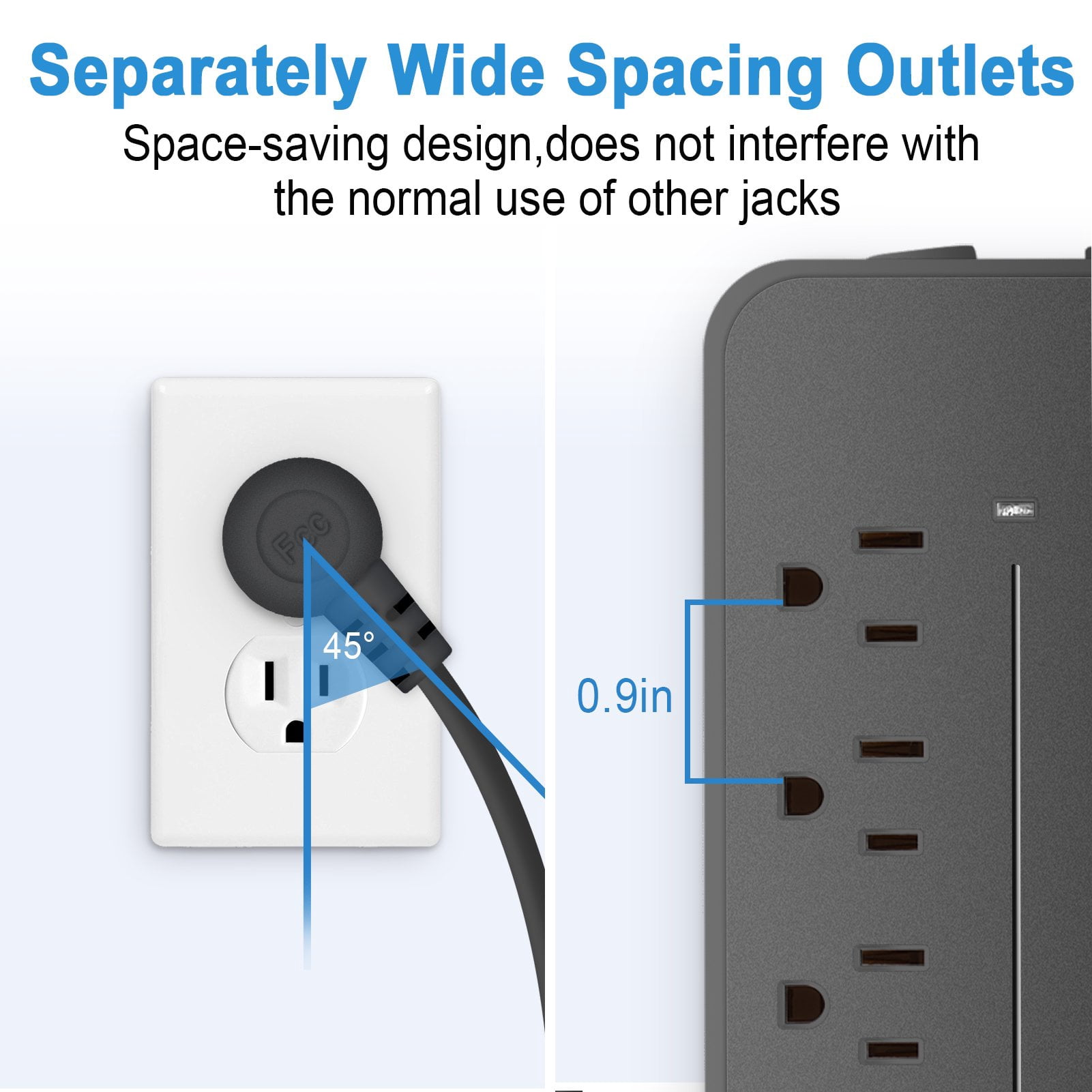10ft Cord 4 USB Ports (1 USB C) Surge Protector Power Strip, Extension Cord for Home Office, ETL Listed, Black