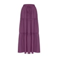 thumbnail image 4 of JUNWELL Womens Boho Maxi Skirts Elastic Waist Ruffle Tiered Pleated A-Line Flowy Beach Vacation Summer Skirts with Pockets, 4 of 7