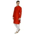 thumbnail image 2 of Men's Silk Blend Indian Wear Basic Solid Kurta Churidaar Sherwani..., 2 of 4