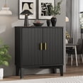 thumbnail image 7 of FANRAL 30" Wide Fluted Sideboard Buffet Cabinet with 2 Doors,Adjustable Shelves,X-Shaped Base Mid Century Modern Storage for Kitchen Living Room Dining Room,Black Storage Cabinet, 7 of 7